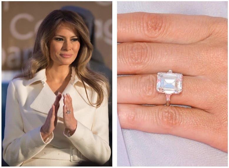 Anillo de compromiso de Melania Trump valorado en 3 millones de dólares.