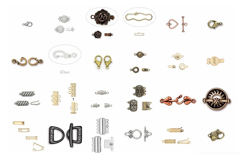 Aparece varios de los modelos de cierre para joyería